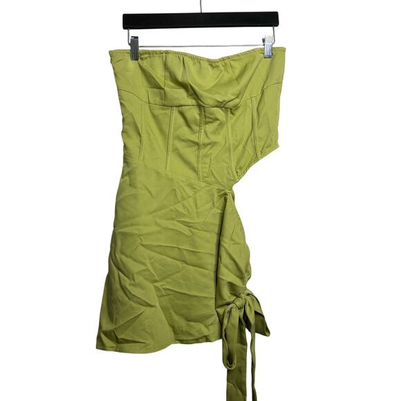 NWT PrettyLittleThing Shape Olive Corset Detail Tie Side Bodycon Dress Size 8 - Picture 1 of 7